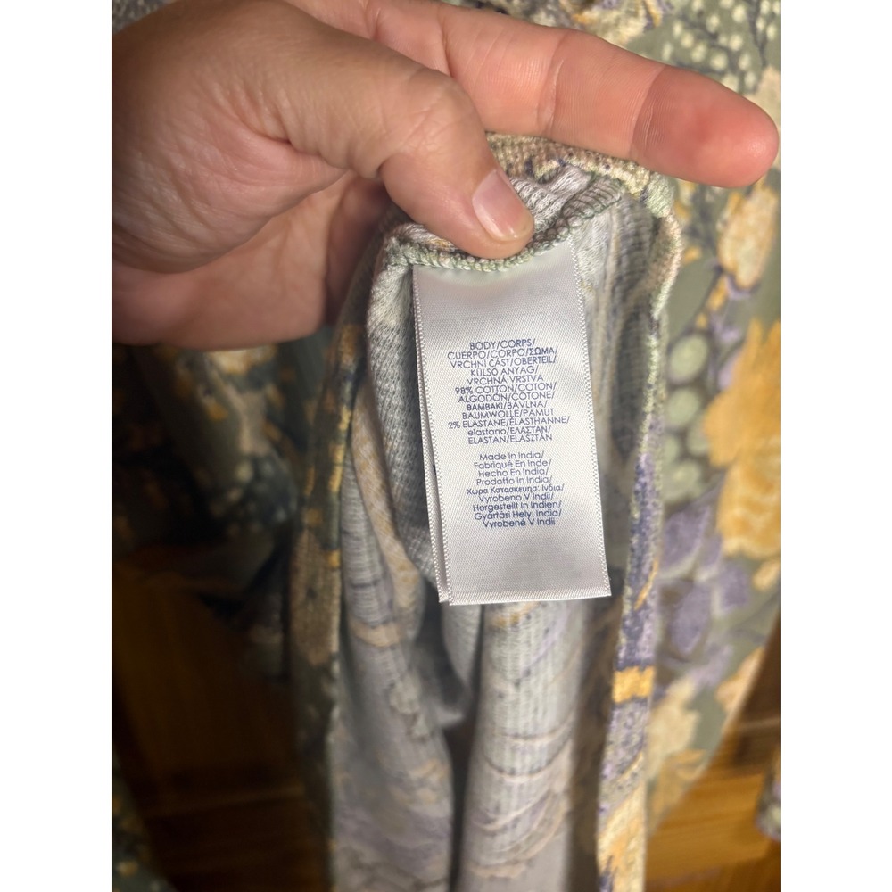 Chaps Womens Waffle Knit Hoodie Floral Sage Green 1X NWT - Picture 6 of 7